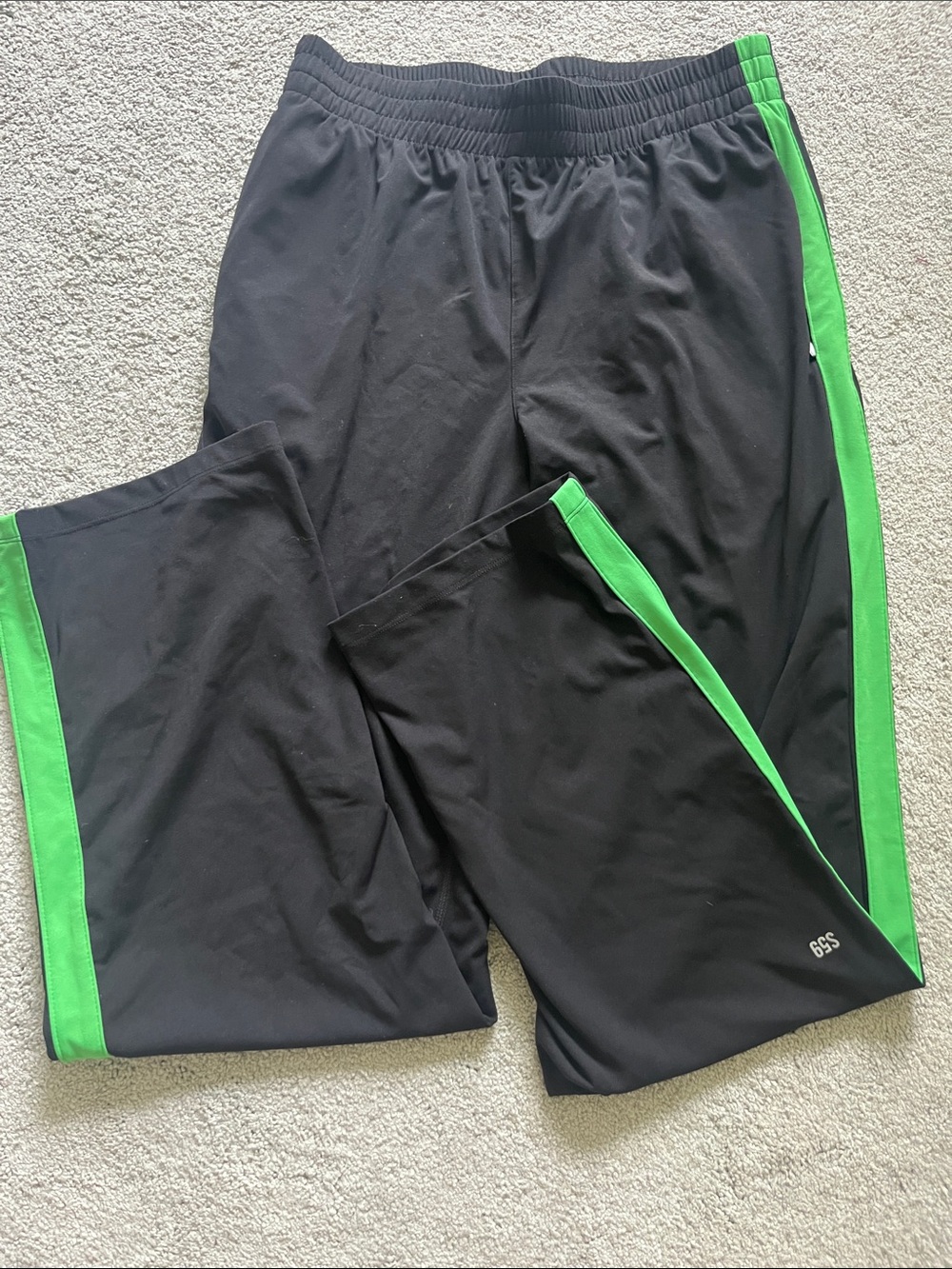 Women’s black Track Pants with Green Side Stripe